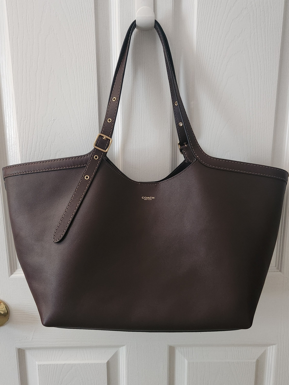 Coach Chocolate Brown Leather Tote with Gold Hardware